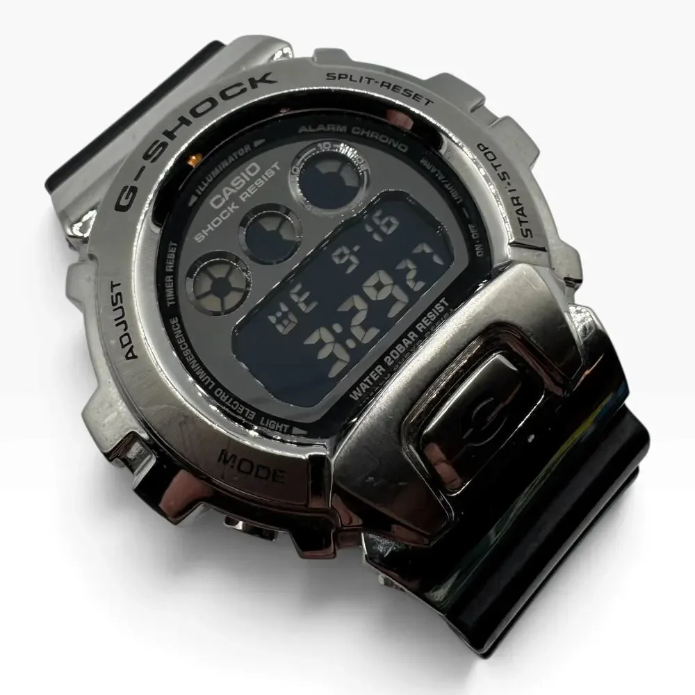Casio G-Shock GM-6900-1 Silver Metal Digital Watch Black Resin 3230 200M